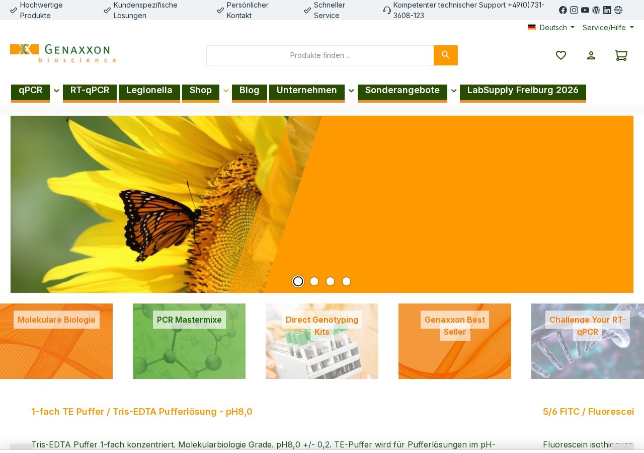 Homepage screenshot of the Genaxxon research-peptide website.