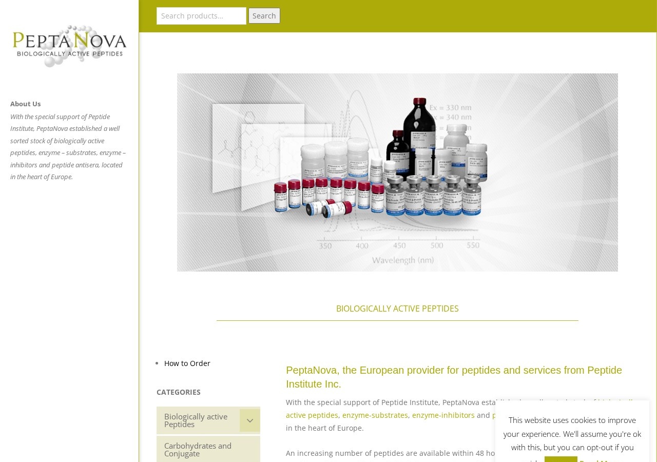 Homepage screenshot of the PeptaNova research-peptide website.