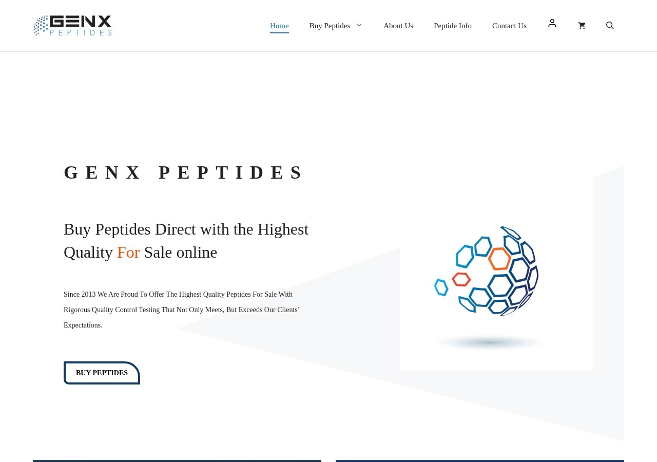 Homepage screenshot of the GenX Bio research-peptide website.