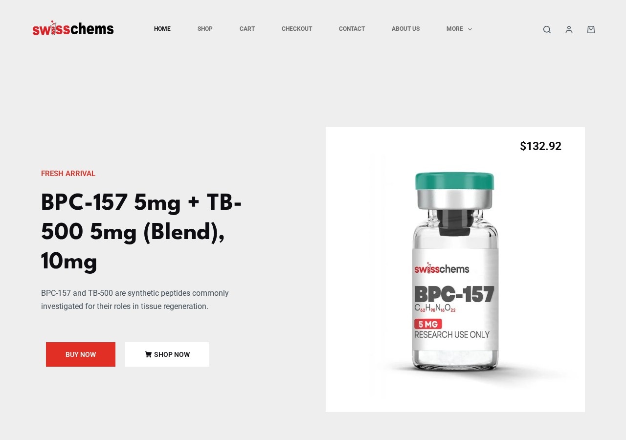 Homepage screenshot of the Swiss Chems research-peptide website.