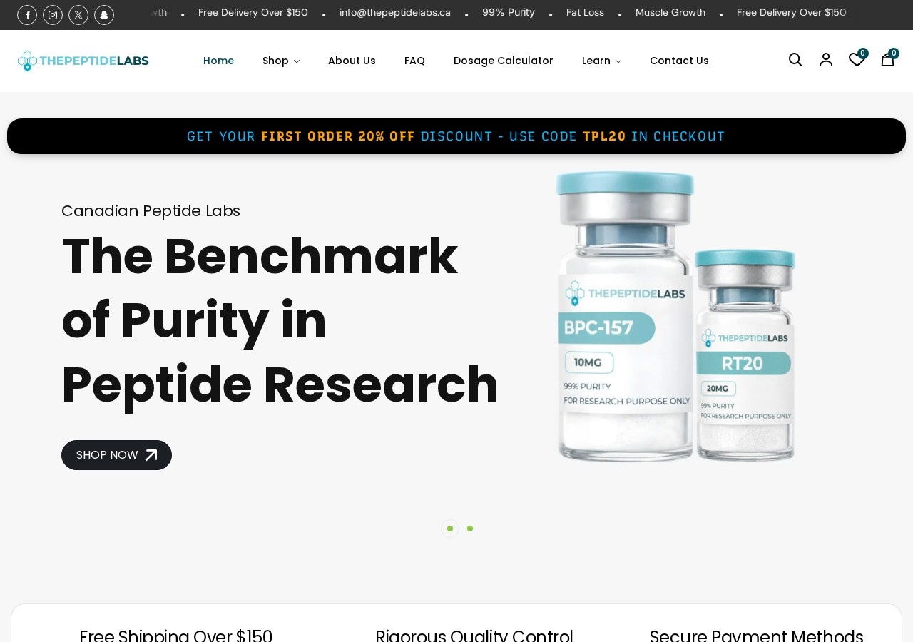 Homepage screenshot of the The Peptide Labs research-peptide website.